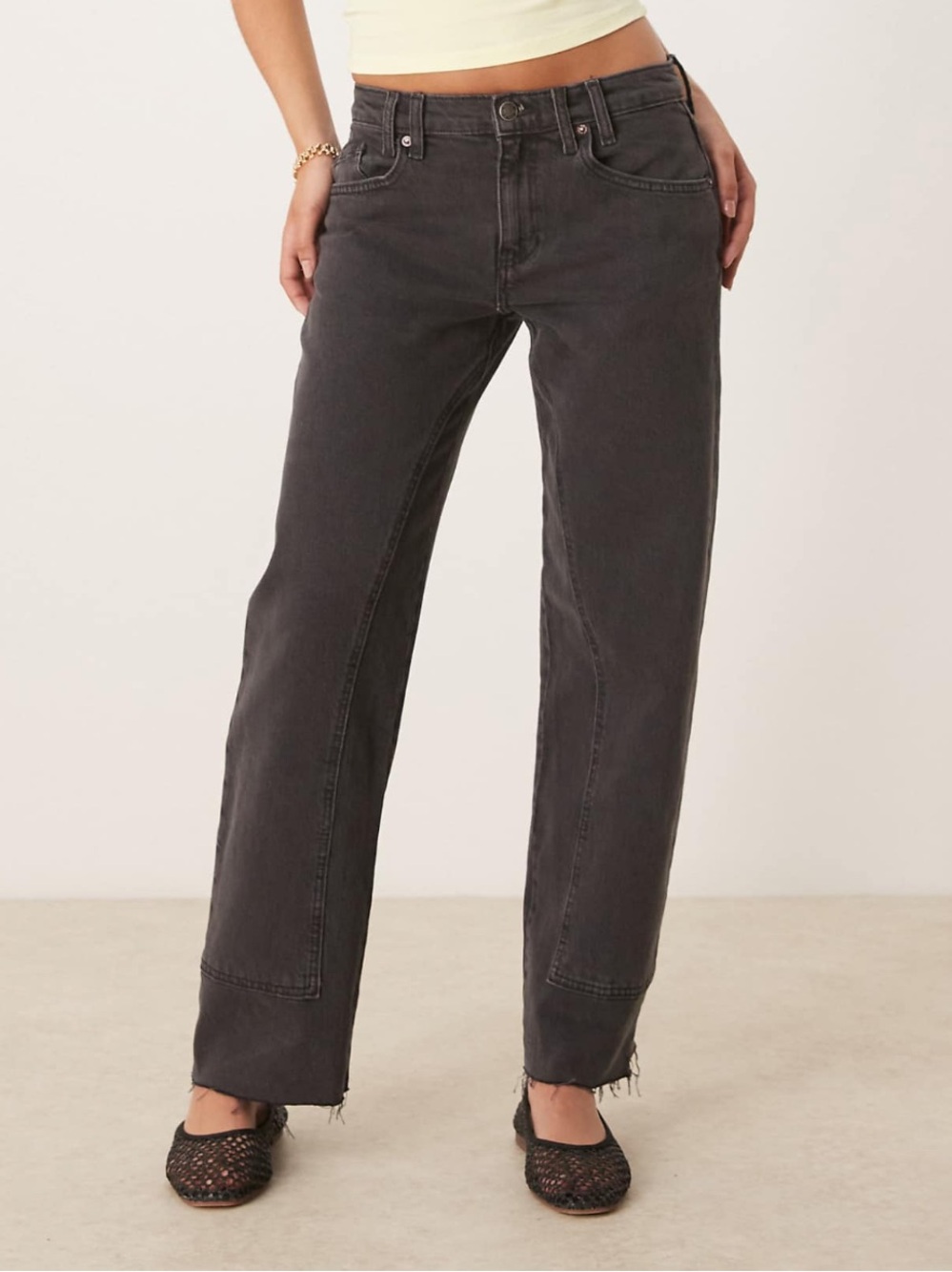 We The Free Risk Taker Washed Out Black Gray Straight Leg Jeans